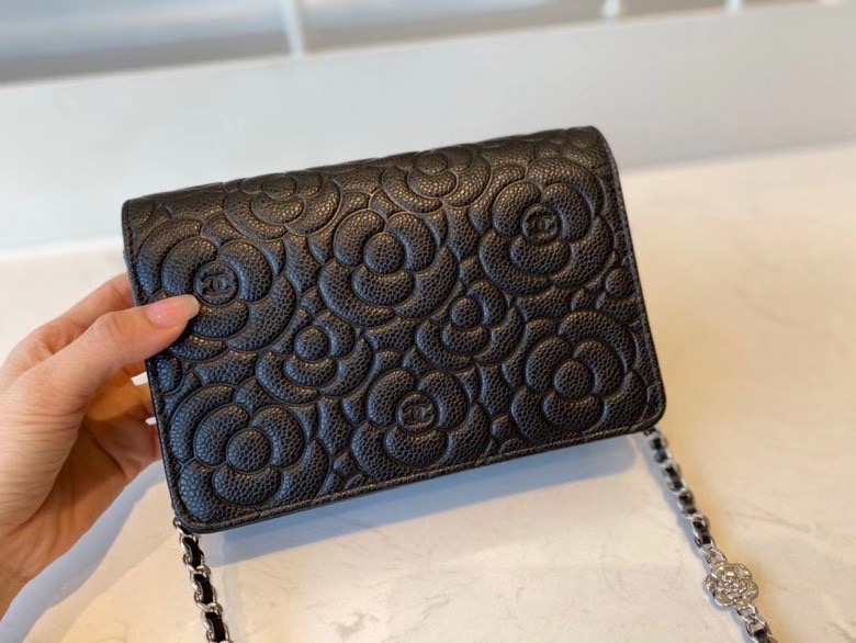 chanel classic clutch with chain Lambskin & silver-Tone Metal AP3317 black