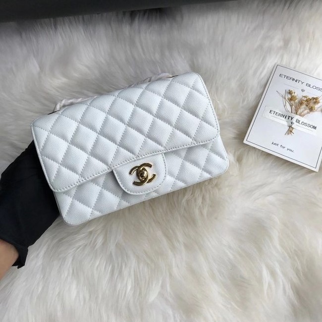 Chanel mini flap bag Grained Calfskin A1116 white