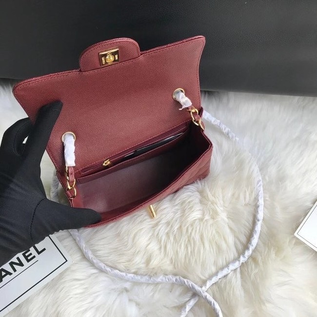 Chanel mini flap bag Grained Calfskin A1116 Burgundy