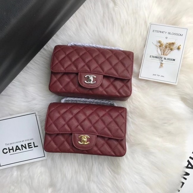 Chanel mini flap bag Grained Calfskin A1116 Burgundy