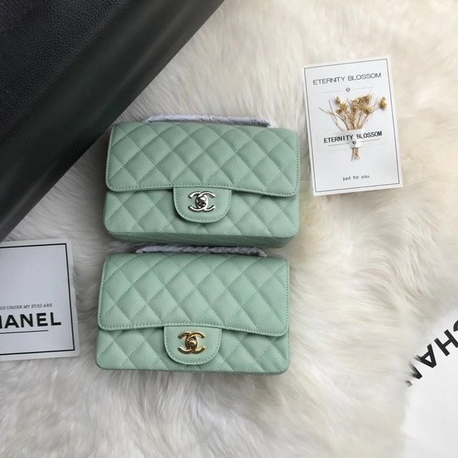 Chanel mini flap bag Grained Calfskin A1116 light green