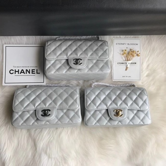 Chanel mini flap bag Grained Calfskin A1116 silver