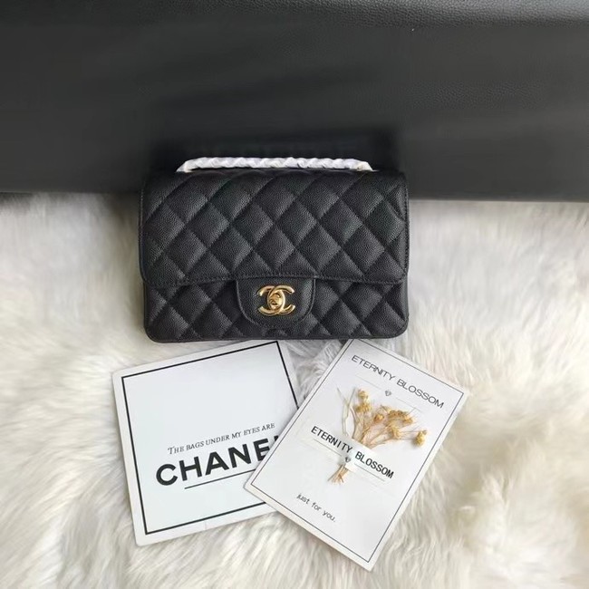 Chanel mini flap bag Grained Calfskin &GOLD-Tone Metal A1116 black