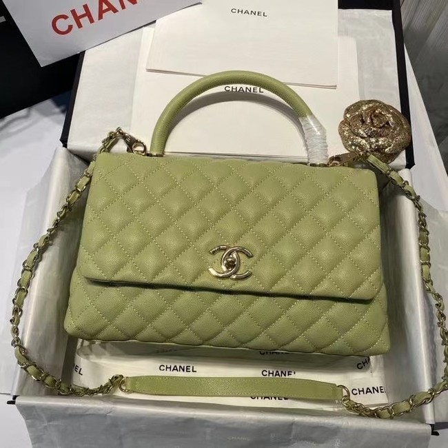 Chanel coco flap bag with top handle A92991 Avocado Green