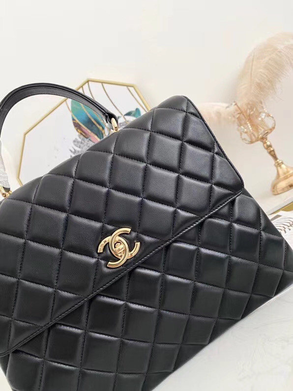 Chanel coco flap bag with top handle A92237 black