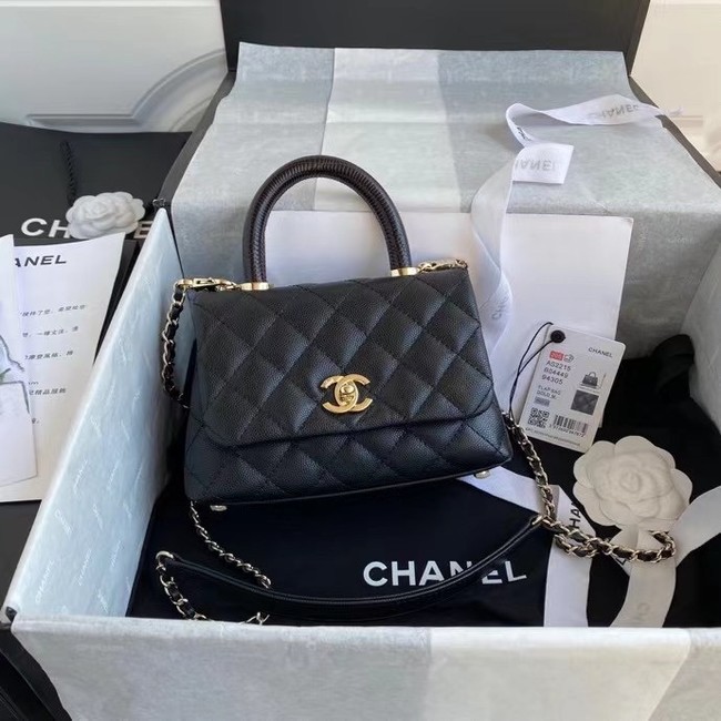 Chanel coco mini flap bag with top handle AS2215 black