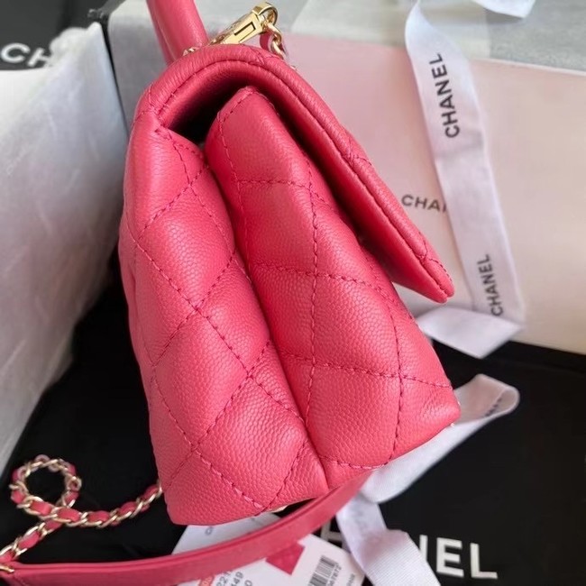 Chanel coco mini flap bag with top handle AS2215 rose