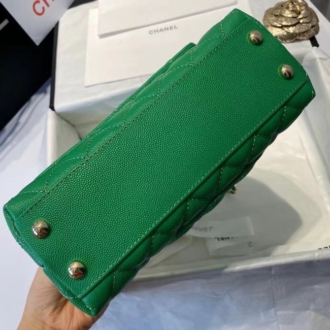 Chanel flap bag with top handle A92990 green