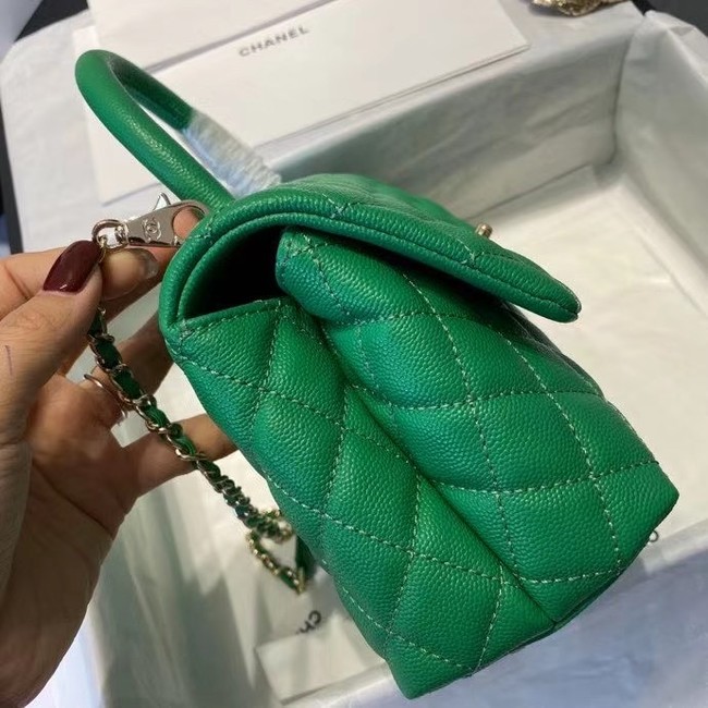 Chanel flap bag with top handle A92990 green