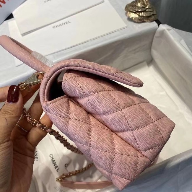 Chanel flap bag with top handle A92990 pink