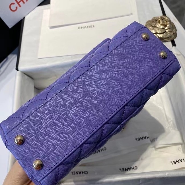 Chanel flap bag with top handle A92990 purple