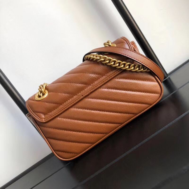 Gucci GG Marmont small shoulder bag 446744 Brown