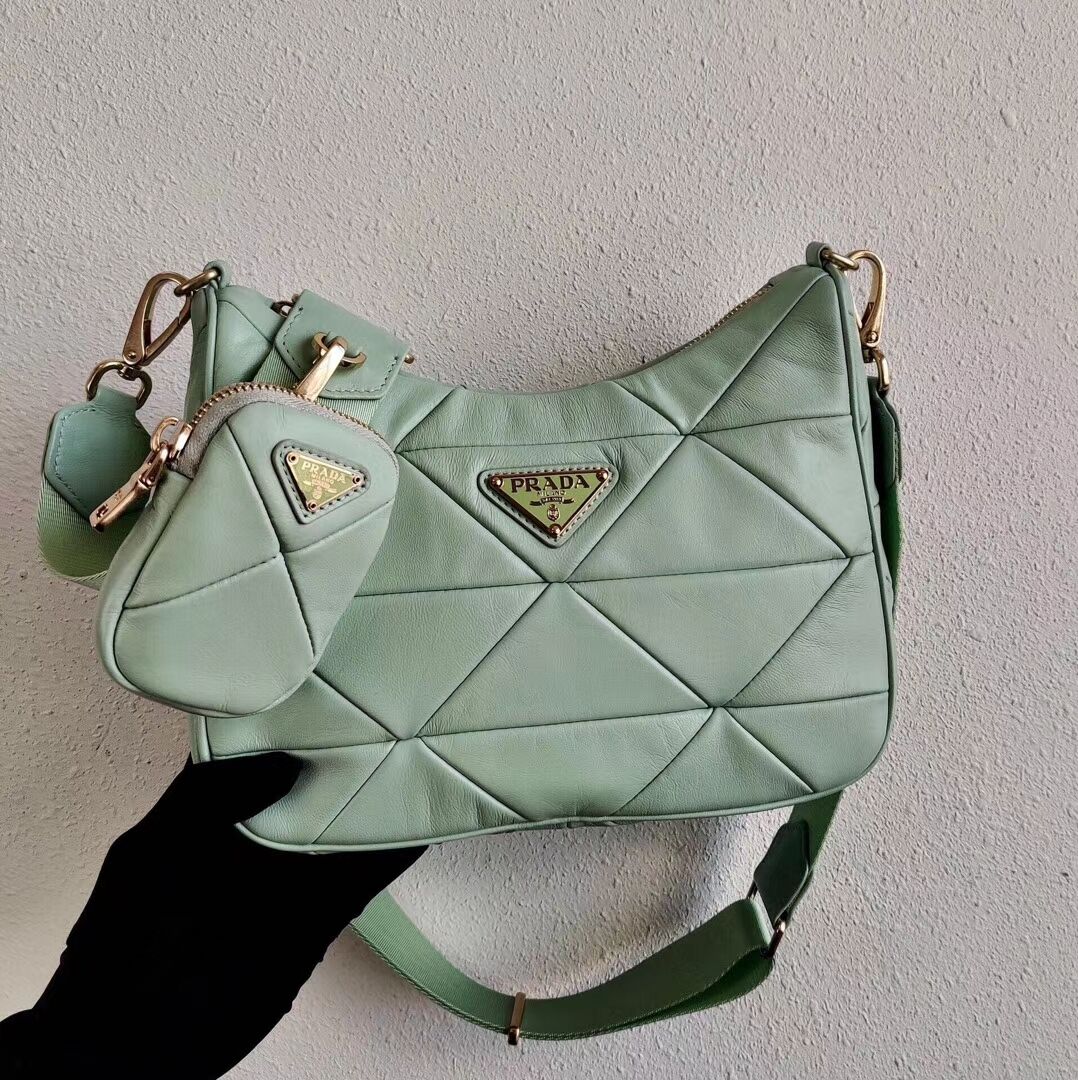 Prada Gaufre nappa leather shoulder bag 1BC151A light green