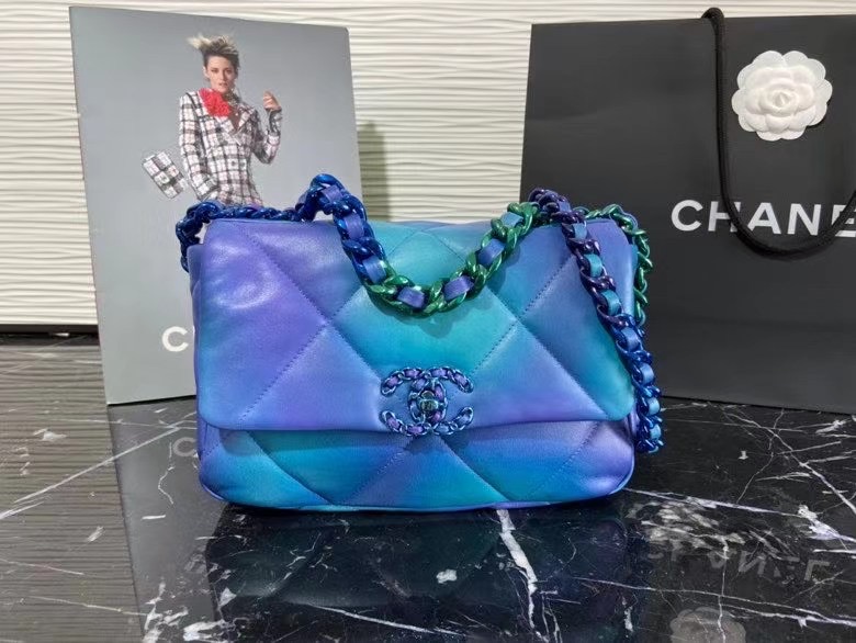 chanel 19 flap bag AS1160 Blue & Purple