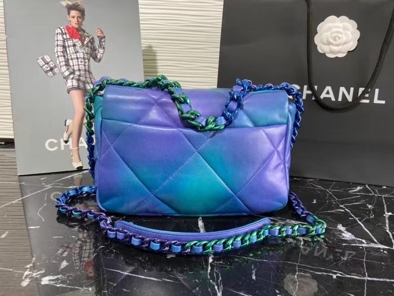 chanel 19 flap bag AS1160 Blue & Purple