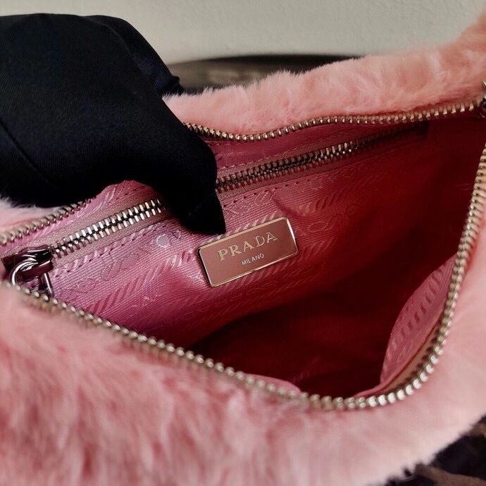 Prada Mink hair shoulder bag 1BC151M pink