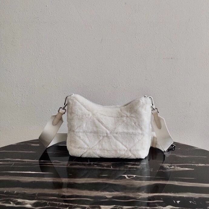 Prada Mink hair shoulder bag 1BC151M white