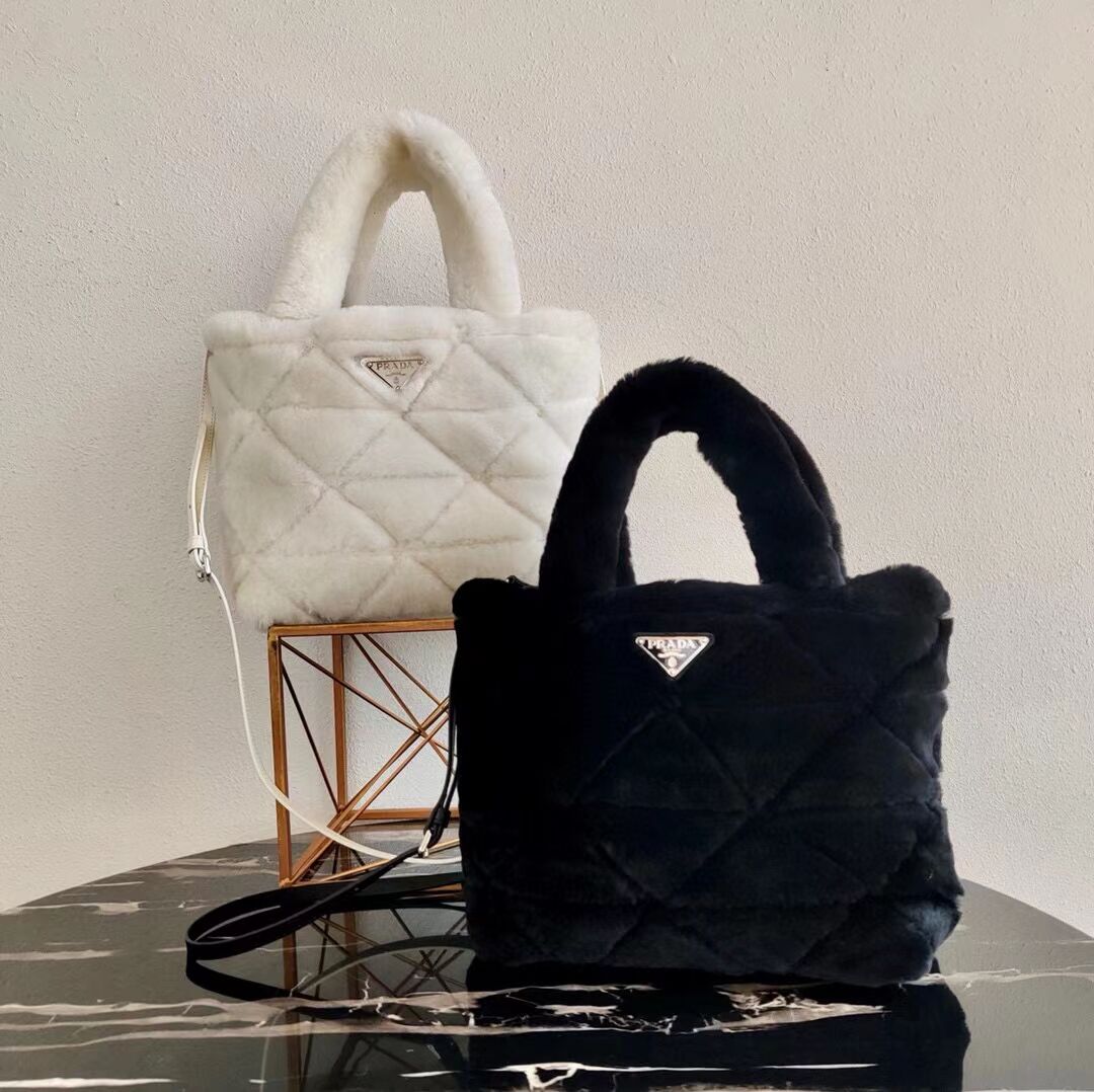 Prada Shearling tote 1BG378 black