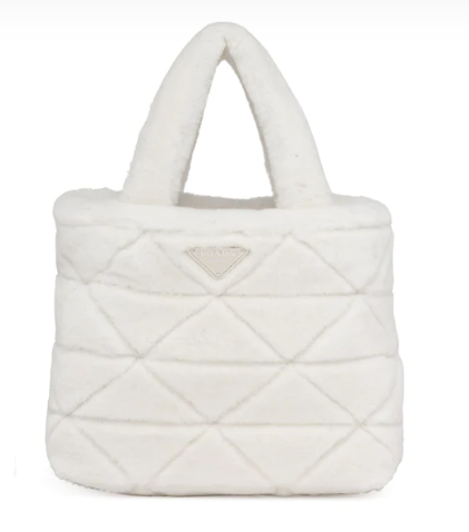 Prada Shearling tote 1BG378 white