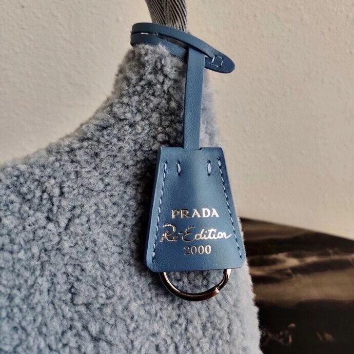 Prada Shearling tote mini-bag 1NE515 light blue