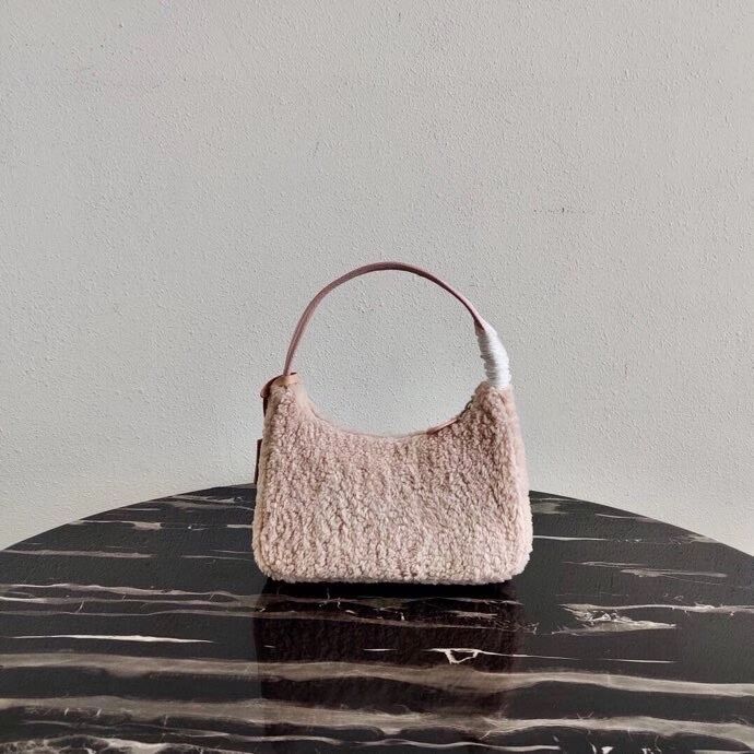 Prada Shearling tote mini-bag 1NE515 pink