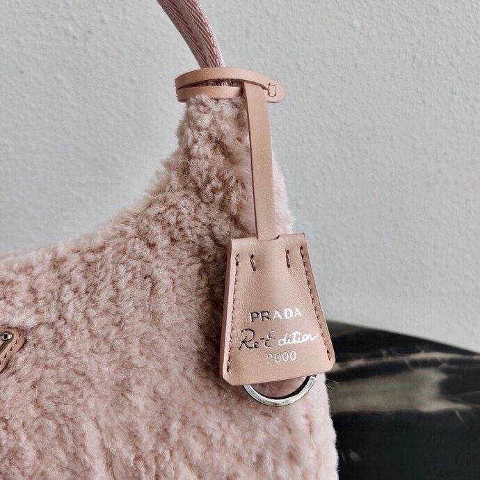 Prada Shearling tote mini-bag 1NE515 pink