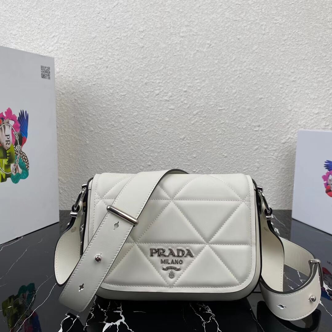 Prada System nappa leather patchwork bag 1BG283 white