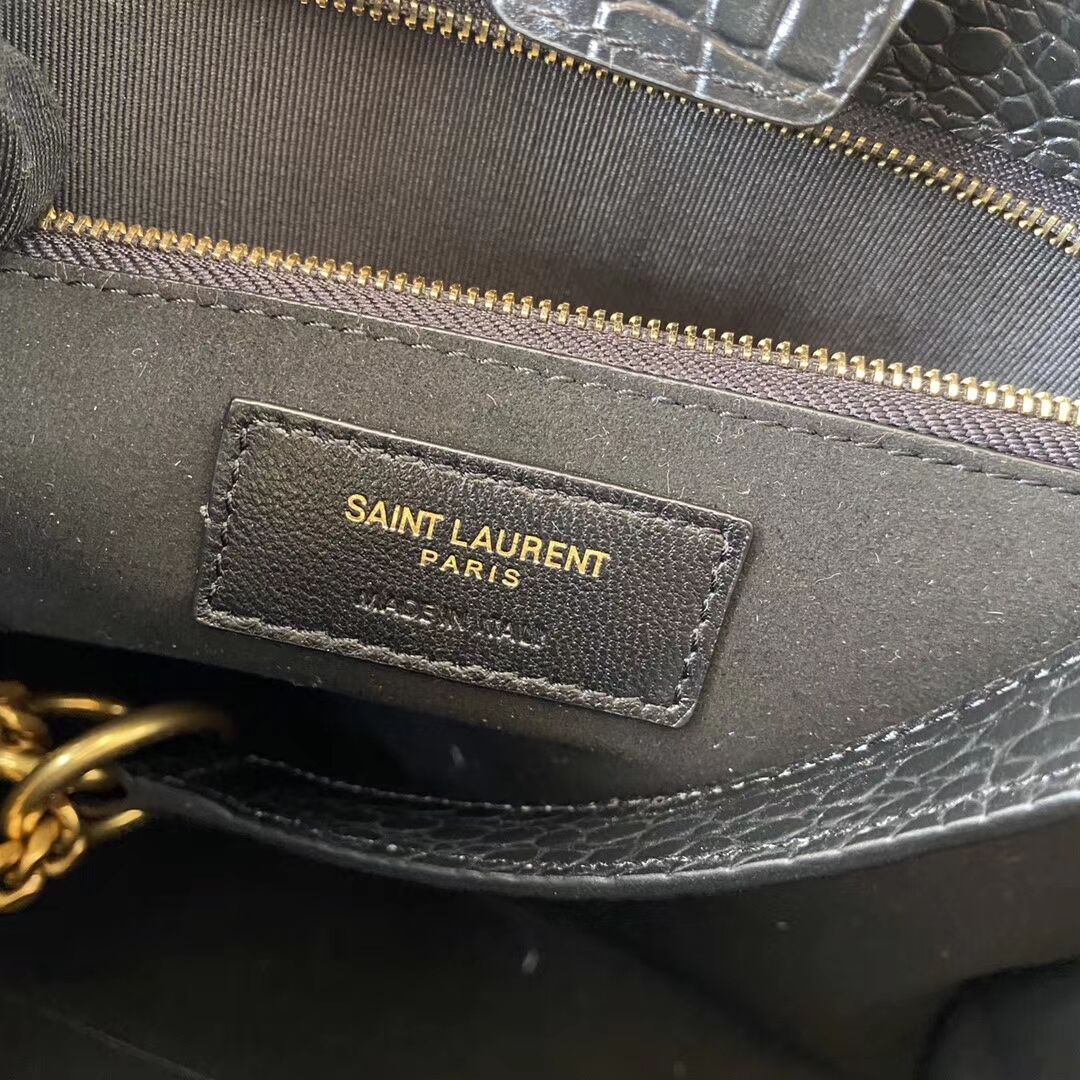 SAINT LAURENT CASSANDRA IN CROCODILE-EMBOSSED SHINY LEATHER Y862028 black