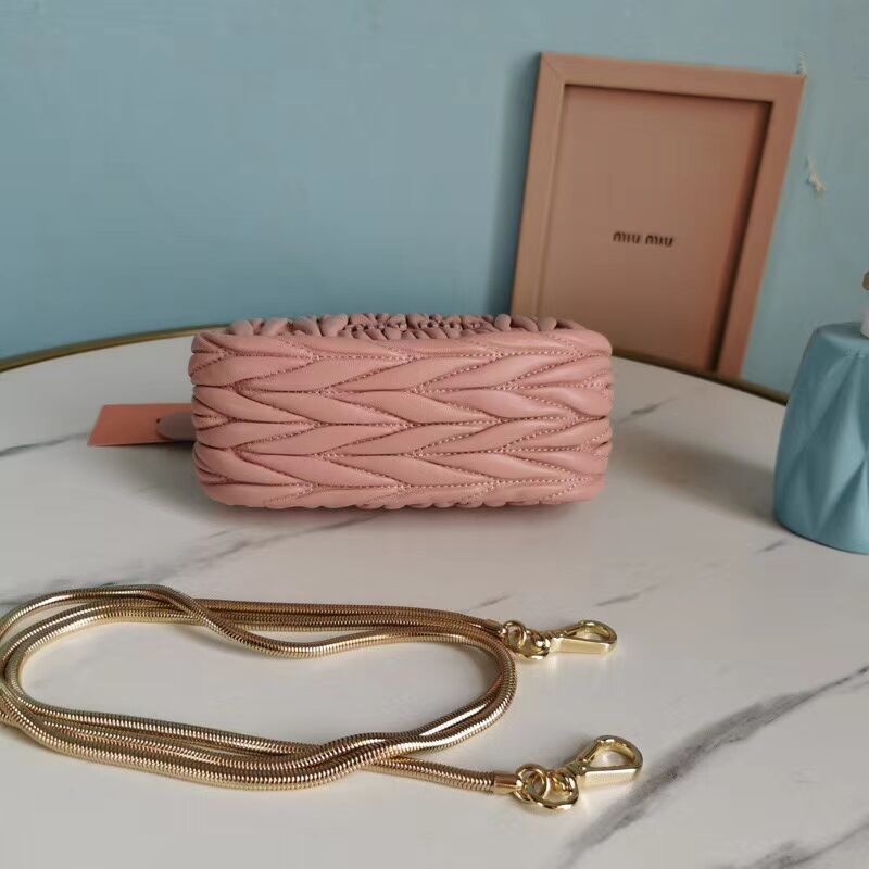 miu miu Matelasse Nappa Leather mini Shoulder Bag 5BB017S pink