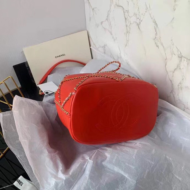 Chanel drawstring bag Lambskin AS2386 red