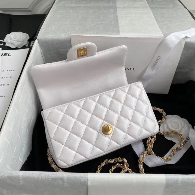 Chanel mini flap bag with top handle AS2431 White