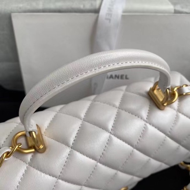 Chanel mini flap bag with top handle AS2431 White