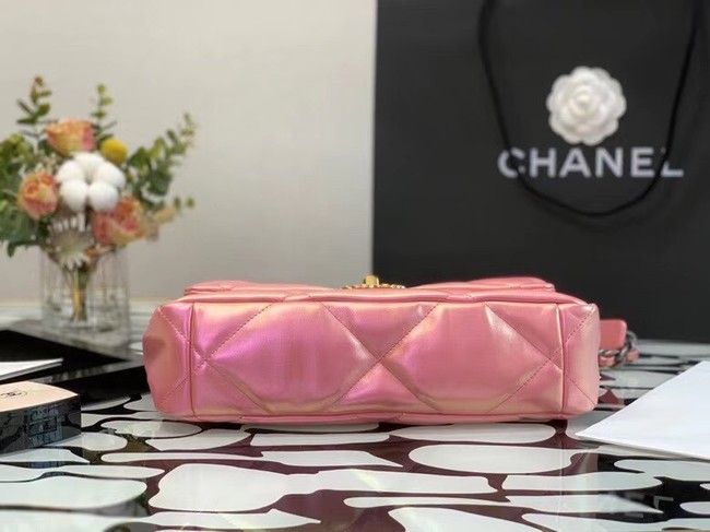 chanel 19 large flap bag Iridescent Calfskin&Gold-Tone AS1162 Pink