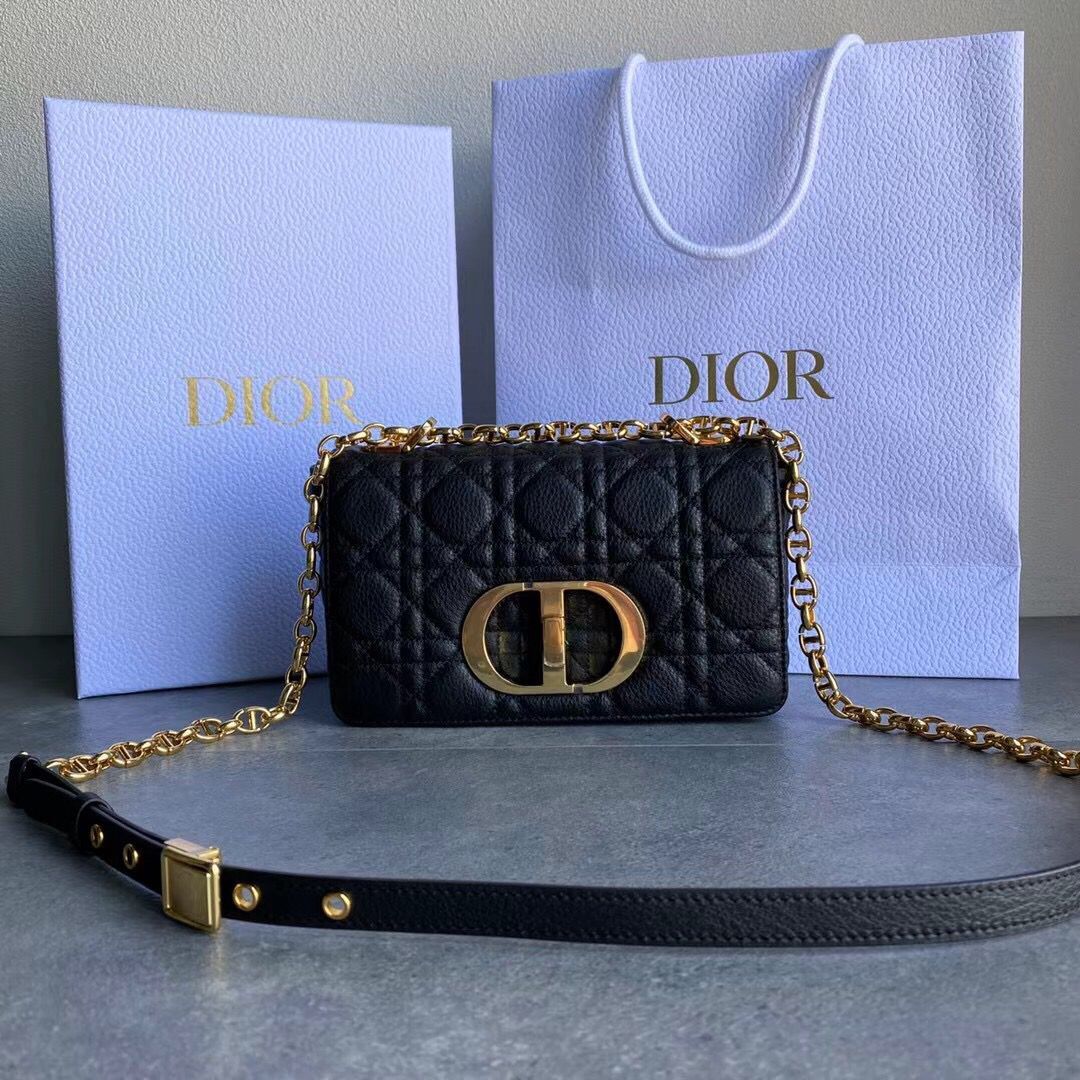 Dior SMALL DIOR CARO BAG Black Soft Cannage Calfskin M9241