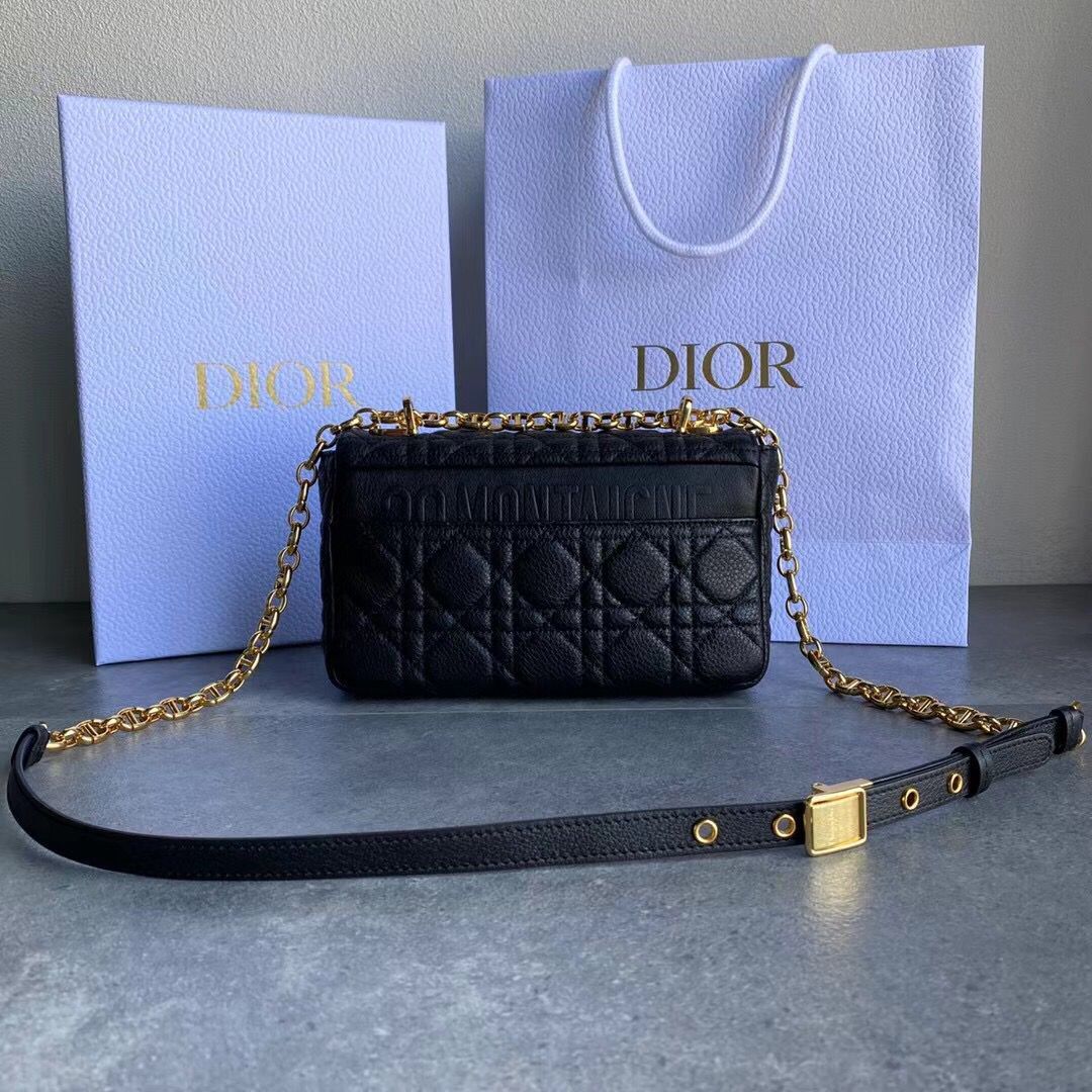 Dior SMALL DIOR CARO BAG Black Soft Cannage Calfskin M9241