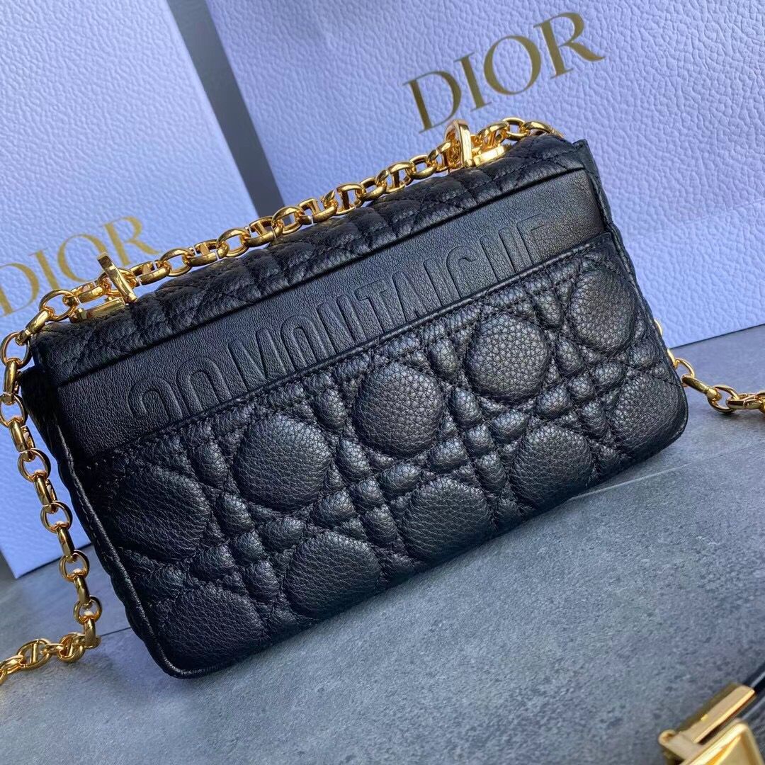 Dior SMALL DIOR CARO BAG Black Soft Cannage Calfskin M9241