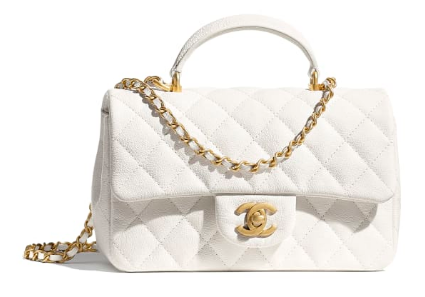 CHANEL mini flap bag with top handle AS2431 White