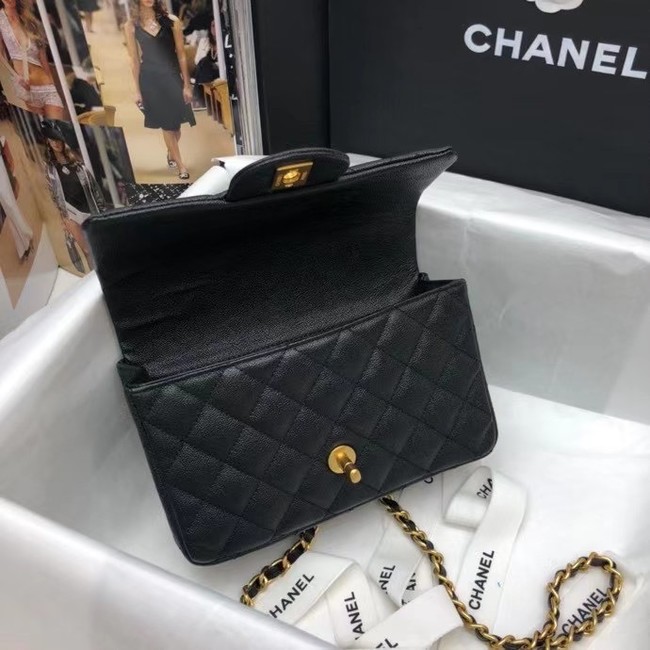 CHANEL mini flap bag with top handle AS2431 black