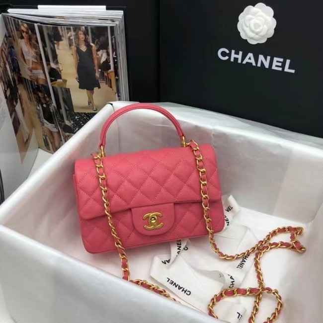 CHANEL mini flap bag with top handle AS2431 rose