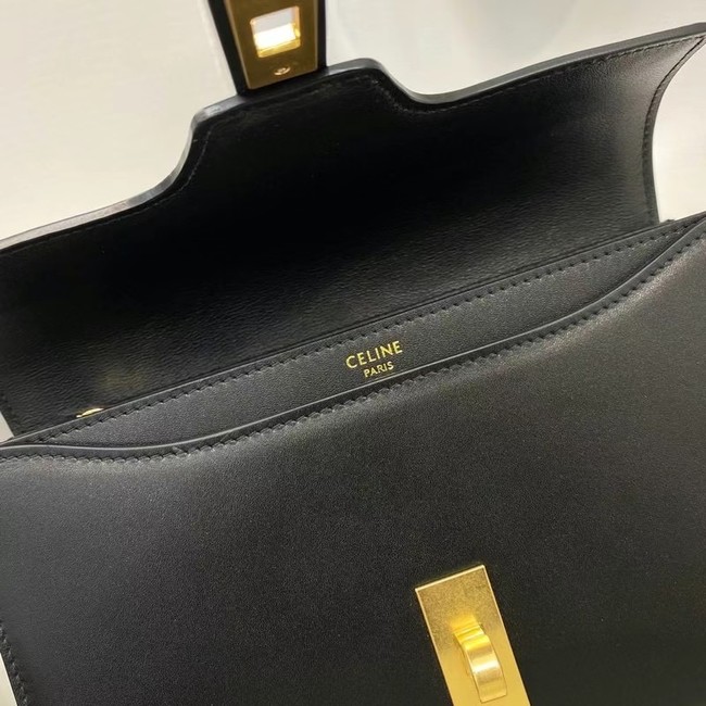 Celine TRIOMPHE SHOULDER BAG IN SHINY CALFSKIN 194023 BLACK