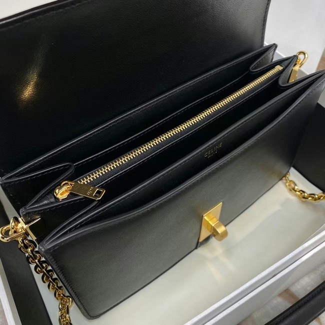 Celine TRIOMPHE SHOULDER BAG IN SHINY CALFSKIN 194023 BLACK