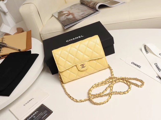 Chanel mini flap bag Grained Calfskin A84512 yellow