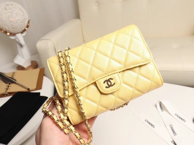 Chanel mini flap bag Grained Calfskin A84512 yellow