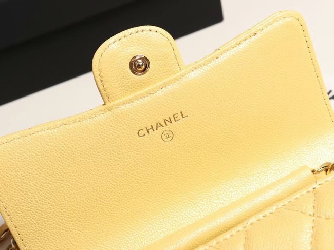 Chanel mini flap bag Grained Calfskin A84512 yellow