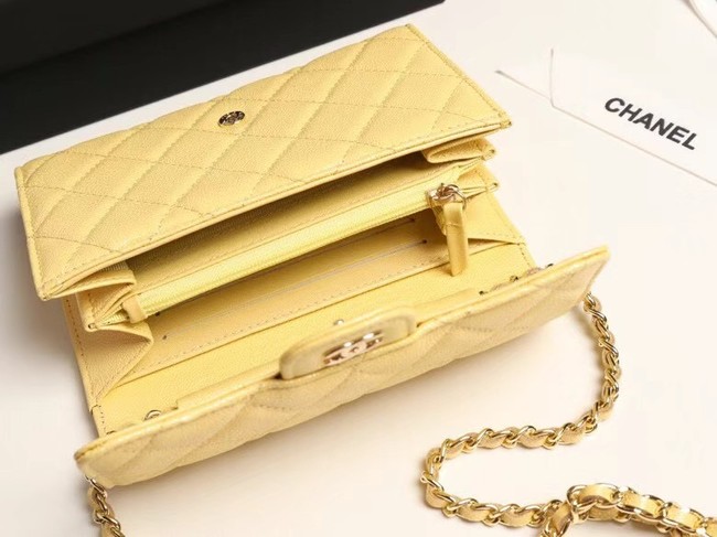 Chanel mini flap bag Grained Calfskin A84512 yellow