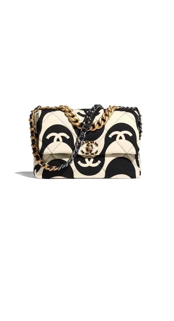 chanel 19 flap bag AS1161 black&white