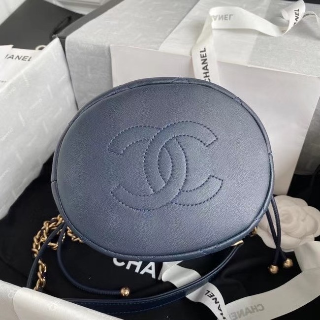 chanel mini Lambskin tote AS2390 Navy Blue