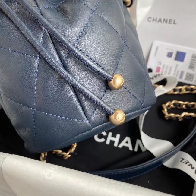 chanel mini Lambskin tote AS2390 Navy Blue