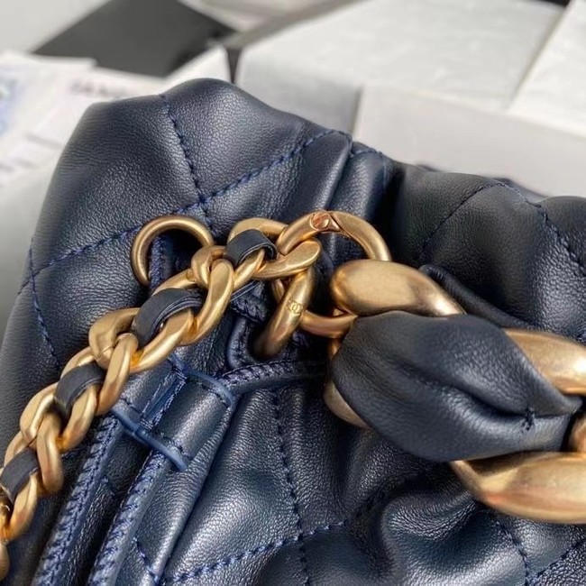 chanel mini Lambskin tote AS2390 Navy Blue