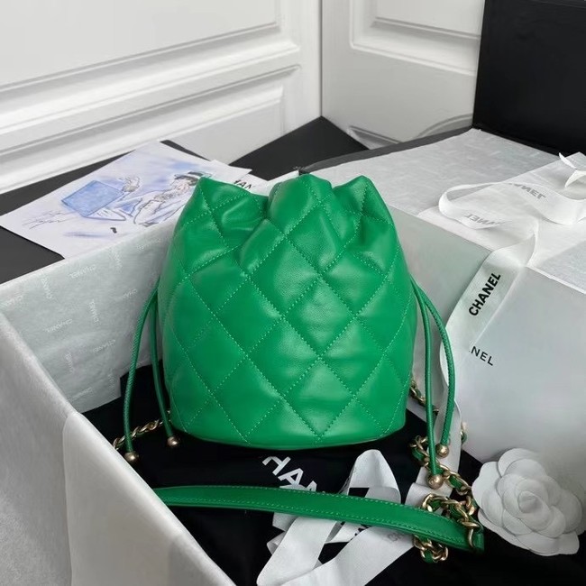 chanel mini Lambskin tote AS2390 green